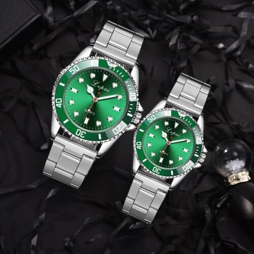2020 New Couple Watch Top Brand Luxury Quartz Watch Clock Ladies Wristwatch Men Water Ghost Green Watch Relógios de casal