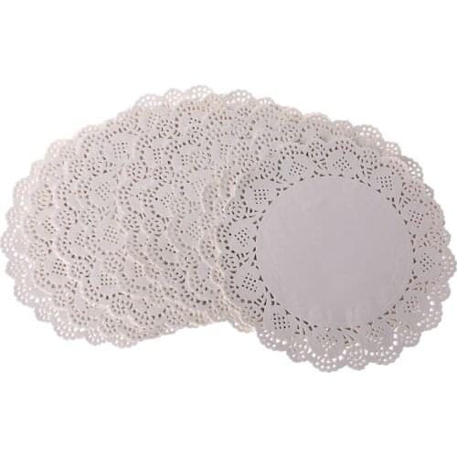 2021 New 200Pcs Round Lace Paper Mats Coasters Placemats Wedding Events Party Table Gift