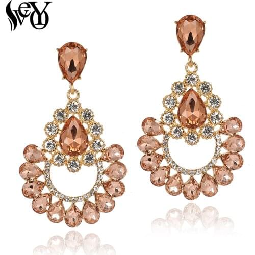 VEYO Luxury Hollow Crystal Drop Earrings Classic Rhinestone Dangle Earrings for Women Fashion Jewelry New