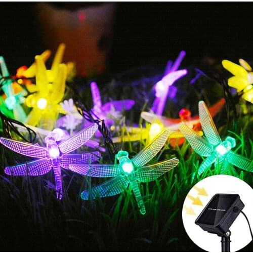 Christmas Solar Lights 6m 30 LED 8 Modes Dragonfly Fairy String Light For Home Garden Outdoor Party Patio Xmas Landscape Decor