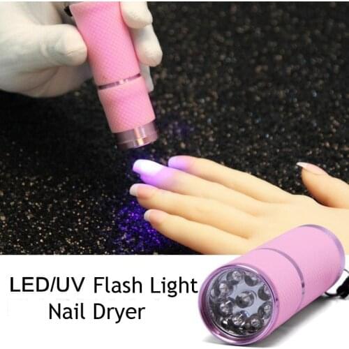 Handheld Mini UV Torch Light Nail Dryer Lamp Cure Adhesive Glue Drying Led Flashlight Currency Detector Nail Gel Polish Manicure