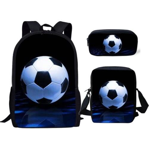 3 Pcs/set Children School Bags 3D Football Soccer Prints School Backpack for Teen Boys Girls Kids Book Bags Student Back Pack
