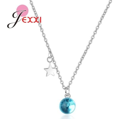 Blue Planet Pendant Necklace 925 Sterling Silver Chain Top Quality Accessories for Ladies Attend Anniversary Party Jewelry
