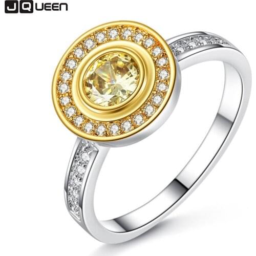 Charm Yellow Top Quality Zircon Round Shape Fashion Rings For Women Copper Micro Inlaid Cubic Zirconia Cz Ring Size 6-9# Anillos