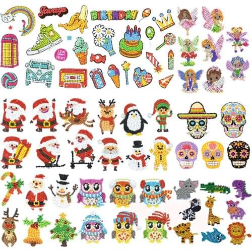 1set DIY Wine Patterns Diamond Painting Stickers Christmas Santa Claus Diamond Embroidery Mosaic Pasters for Cup Book Decoration