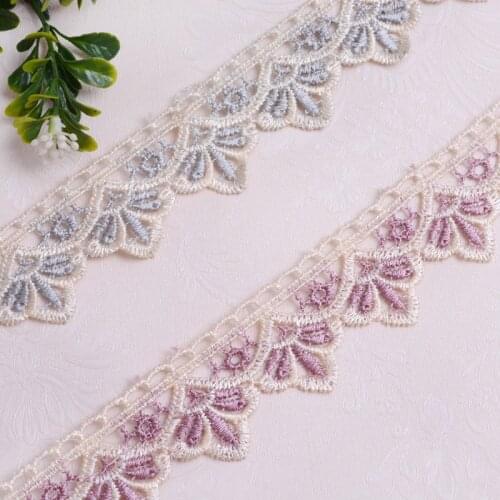 13M Blue Beige Khaki Water Soluble Leaf Embroidery Lace Ribbon Trims Applique for Dress Sofa Cover Curtain Trimmings 3.3cm Wide