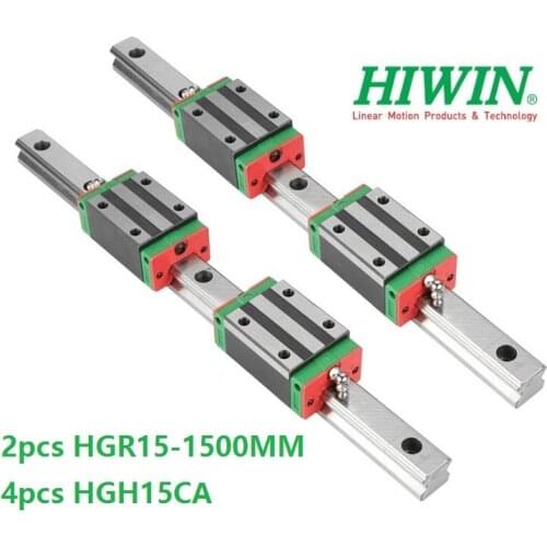 2pcs 100% original Hiwin linear guide rail HGR15 1500mm With 4pcs HGH15CA Or HGW15CA Linear Carriage Block For CNC HGW15CC