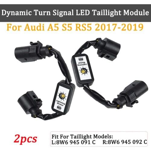 2pcs Dynamic Turn Signal Lamp Add-on Module Wire Harness A5091C For Audi A5 S5 RS5 2017-2019 LED Left & Right Tail Light