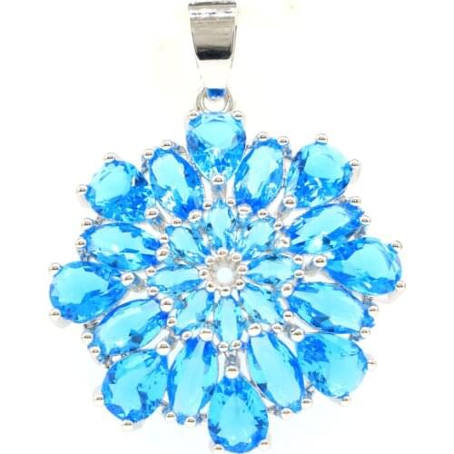 39x30mm Highly Recommend Silver Pendant for Women Created Paris Blue Topaz Drop Shipping Gift