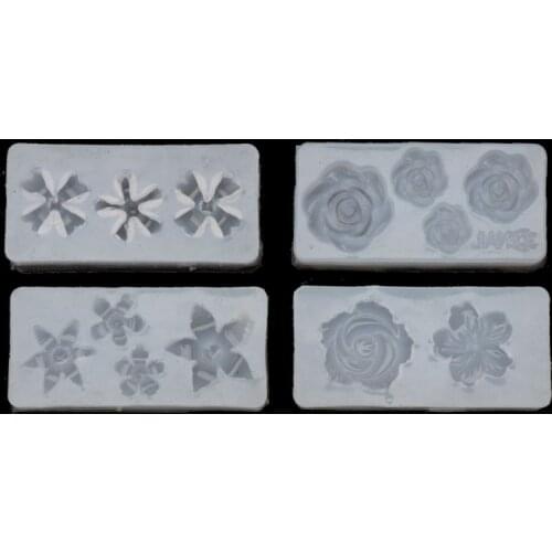 4Pcs 3D Silicone Flowers Nail Art Mold UV Expory Resin Cabochon Jewelry Making