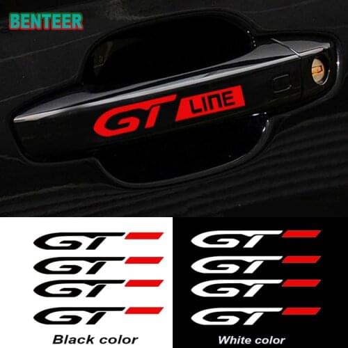4pcs GT GTLINE Car Boor Handle Sticker For Peugeot 106 107 108 206 208 308 408 508 2008 3008 4008 5008 Accessories