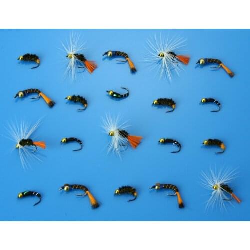 40Pcs Caddis Pupa Larva Midge And Buzzers Bead Head Nymphs Flies Salmon Trout Fly Fishing Lures
