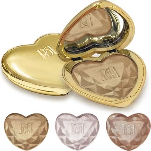 8 Colors Heart-shaped Baking Diamond Highlighter Powder Glitter Shiny Facial Brightening Highlight Makeup Bronze Illuminator Kit