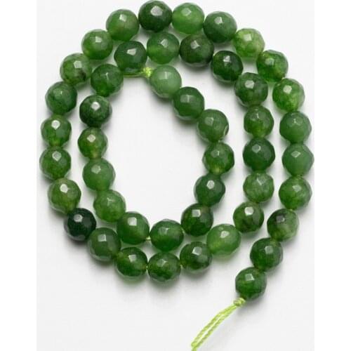 Wholesale Green Faceted Jades Beads Natural Stone Loose Beads for Jewelry Making 8mm Earrings Necklace Bracelet DIY