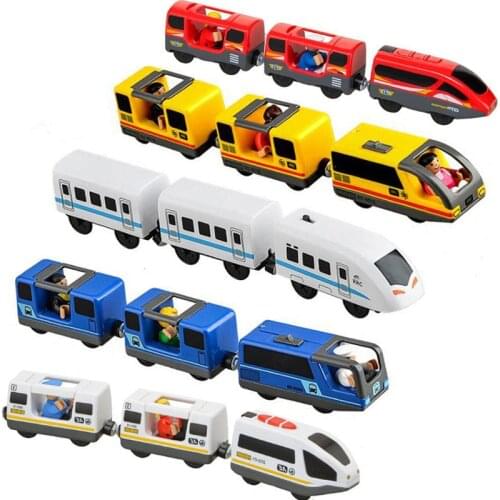 Kids Electric Train Toys Set Train Diecast Slot Toy Fit Standard Wooden Train Track Railway Gift For Children