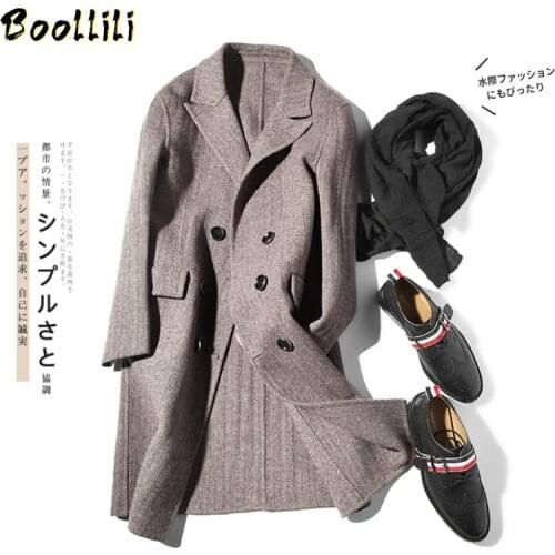 Boollili Double Breasted Wool Coat Men Handmade Double-sided Woolen Coat Spring Autumn Jacket Coat and Jacket