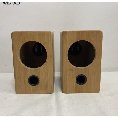 IWISTAO HIFI 3 Inches Full Range Speaker Empty Cabinet Inverted 1 Pair Finished Bamboo Wood for Tube Amplifier