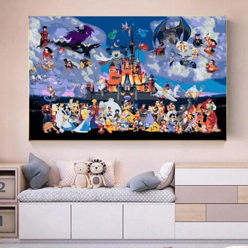 Disney Characters Cartoon Canvas Paintings Magic Kingdom Characters Posters Anime Print Wall Art Pictures for Living Home Decor