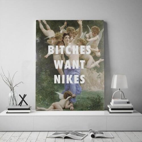 Classical angel art quotes meme Framed Wooden Frame Canvas poster Painting wall Art decor room Study Home Decoration Prints