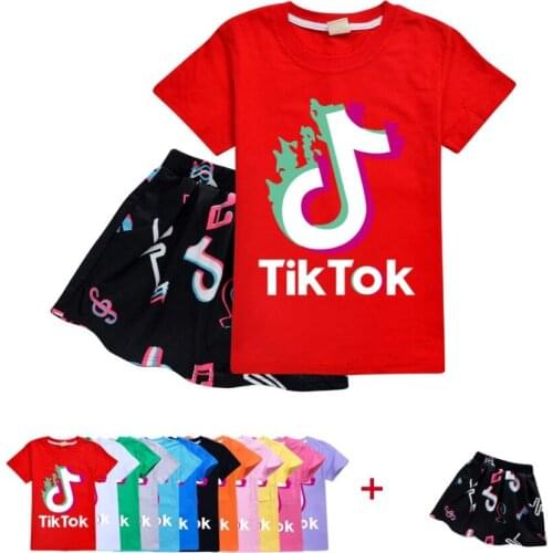 TIK TOK Girls Dresses Set Skirts Kids Princess Birthday Party Children Summer Costumes Clothing