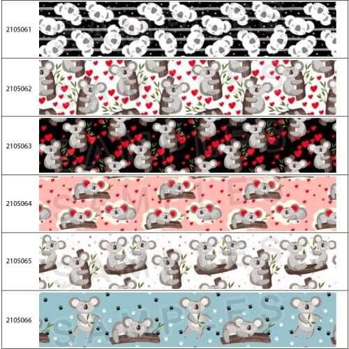 Animal Grosgrain Ribbon Printed Koala Cartoon Character Tape for DIY Handmade Material Headdress 5Yards