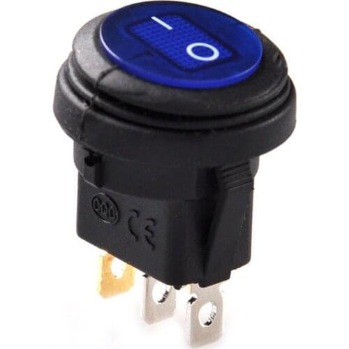 12V 3-Pin On/Off Rocker Switch Waterproof 12V 20A Car Boat Green Red BlueLED Light Round