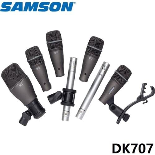 SAMSON DK707 7-Piece drum mic kit full-range microphone package for professional drummers include Q71, Q72 & C02 Mics