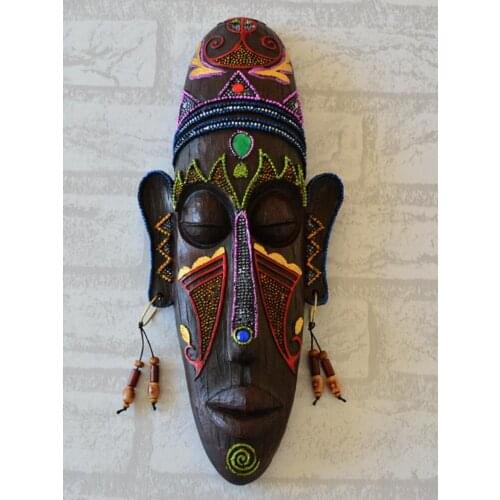 African Mask Wall Hangings Medium Creative Personalized Wall Mural Home Bar Entrance Decorative Accessories Pendant Resin