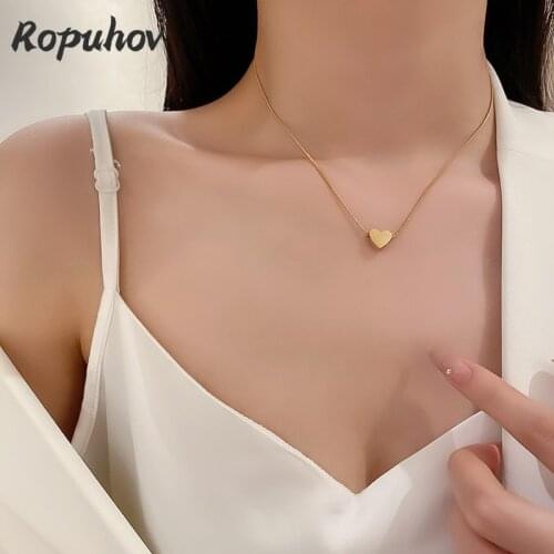 ROPUHOV 2021 New Korean Trendy Titanium Steel Love Necklace Neck Chain Clavicle Chain Item Jewelry New Trend