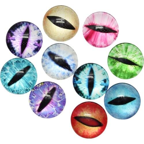 New Fashion 10pcs 25mm Mixed Dinosaur Eyes The Devil Eye Handmade Cabochons Glass DIY Embellishment For Crafts Jewelry Making
