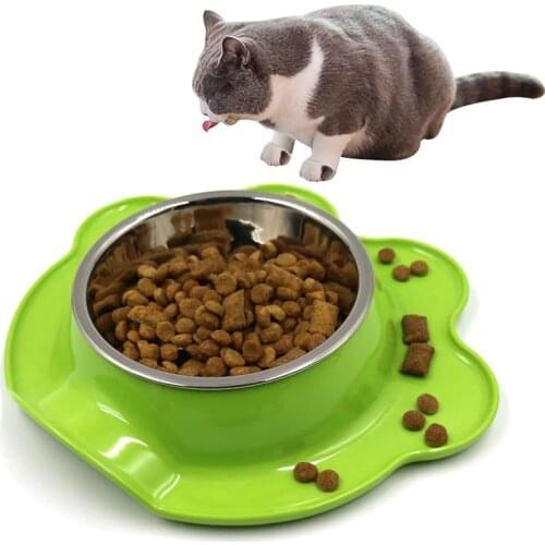 Pet Food Bowl Spill Resistant Stainless Steel Cat Bowl Dog Bowl Pet Feeding Bowl with Anti-slip Base