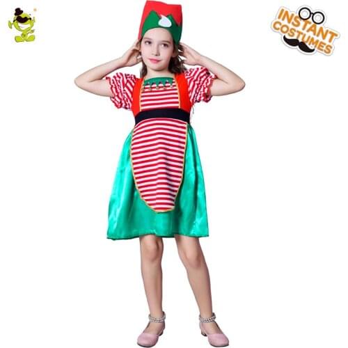 Christmas Girls Sweet Elf Costume With Hat Santa Claus Kids Christmas Costumes Santa Claus Dress Costume
