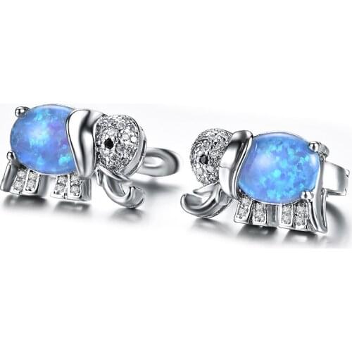 UFOORO earrings elephant White Blue Fire Opal Earrings for Women Jewelry Cute Earrings Gift girlfriend 2019