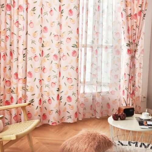 Lemon Fruit Print Curtains For Living Room Simple Modern Yellow Peach Cute Cartoon Balcony Window Treatment Rideaux wp451C