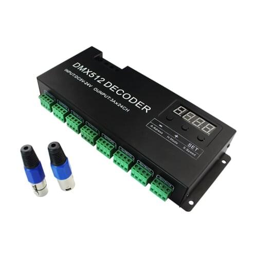 24 Channel 3A/CH Led DMX 512 Decorder DC 5V 12V 24V LED Controller Signal Convertor DMX Controler for RGB 5050 3528 Strip Light