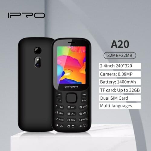 Telefone IPRO A20 2.4 inch 1400mAh Large Battery 0.08MP Camera Feature Mobile Phones Dual SIM Card Cellphones GSM