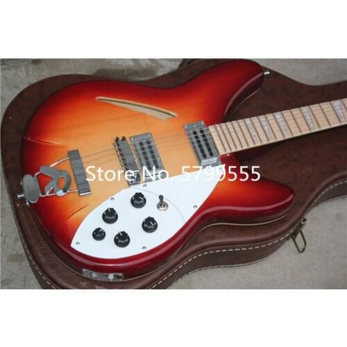 High quality classic 6-string jazz guitar, semi-hollow body, cherry red, rosewood fingerboard, free delivery