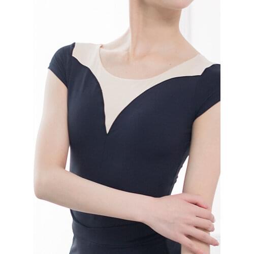 Adult Women Short Sleeve Large V Gymnastic Ballet Training Leotard Ballerina Performance Body Suit Basic Training Dance Leotards