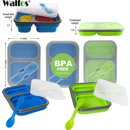 WALFOS Silicone Collapsible Portable Lunch Box Bowl Bento Boxes Folding Food Storage Container Lunchbox for Outdoor Travel