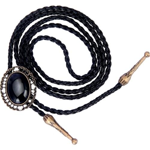 Western Cowboy Oval Pendant Necklace Bolo Ties Necktie For Men Women
