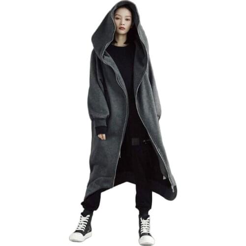 Women Hooded Coats Jackets 2019 Plus Size Female Long Sleeve Zip Long Jackets Ladies Winter Outerwear Thin Windbreakers