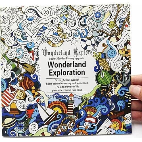 1PCS Creative 24 Pages English Version Wonderland Exploration Coloring Book For Adult Relieve Stress Graffiti Drawing Art Book