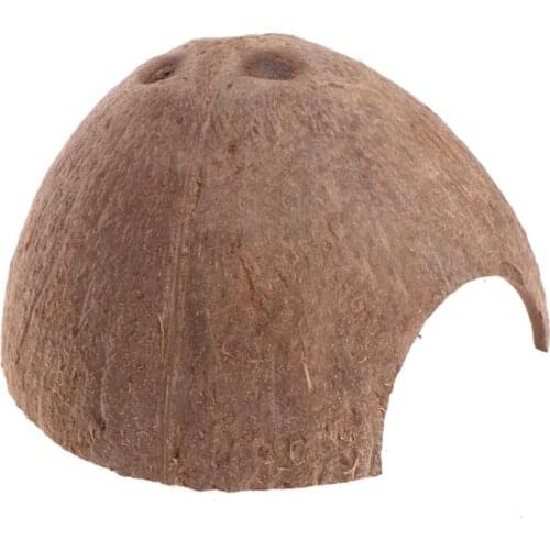 1Pc Reptile Hide Habitat Natural Coconut Shell Lizard Spider Small Animal Cave House