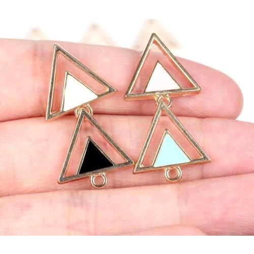 10pcs 17*18mm Enamel Metal AlloyTriangle Drop Oil Charms Pendants for Jewelry Making Diy Bracelet Necklace Earring Accessories