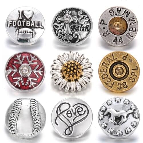 10pcs/lot Snaps Jewelry 12mm Snap Buttons Metal Flower Cross Christmas Snaps DIY 12mm Snap Button Jewelry Ginger Charm Bracelets
