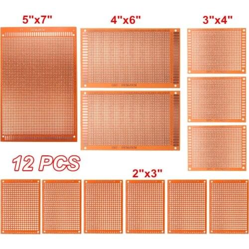12pcs/set DIY Prototyping Board PCB Printed Circuit Prototype Breadboard Stripboard 4 Sizes