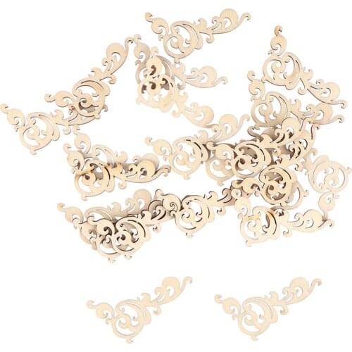 20Pcs 5cm Natural Wood Crafts Scrapbook DIY Book Corner Flower Lace Pattern Wooden Ornaments Handmade Album Corners