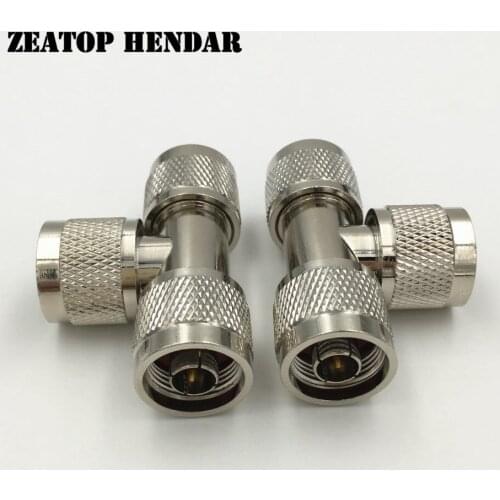 20Pcs Brass T Type 3 Three N Male Switch Jack 1 X N Male Plug to 2 X N Male Jack 3 Way RF Coaxial Connector Adapter High Quality
