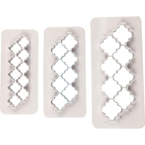 3pcs/Set Diamond Geometric Square Shape Embossed Bake Fondant Cake Cupcake Decorating DIY Mold Tools Bakeware Biscuit Moulds