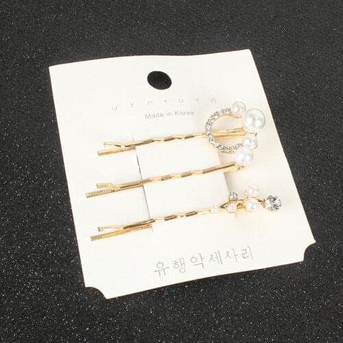 3Pcs/Set New Fashion One-line Crystal Rhinestone Hair Clips Korea Style Women Hair Pins Accessorie For Girls Barrettes Headdress